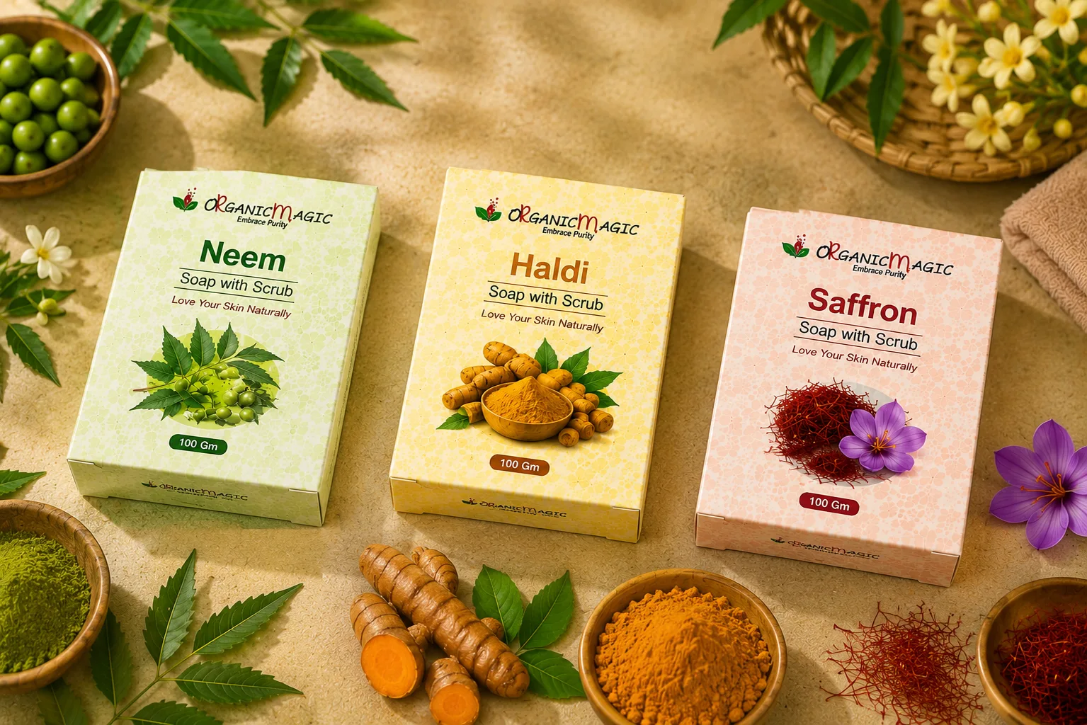 Neem, Haldi & Saffron Soap Combo - Image 2