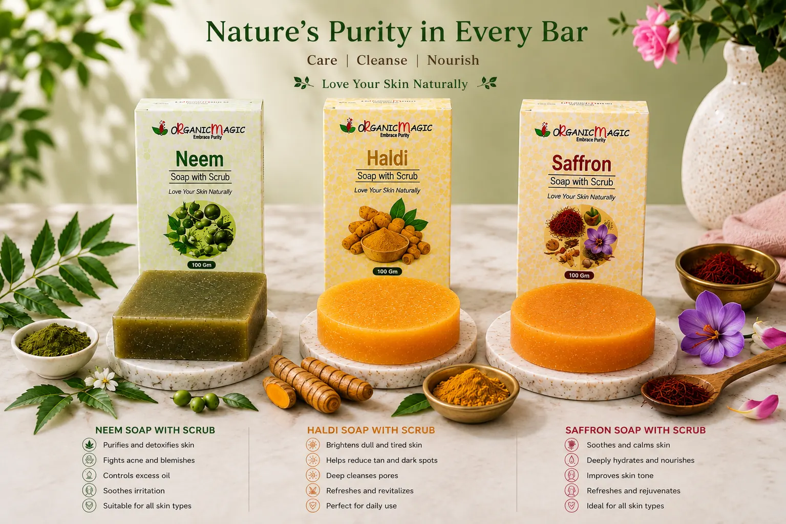 Neem, Haldi & Saffron Soap Combo - Image 4